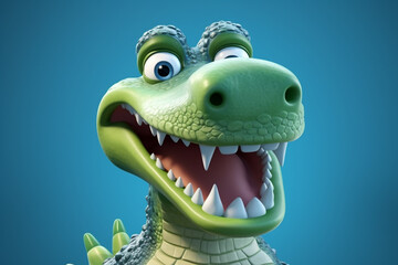 3d Rendered alligator cartoon character