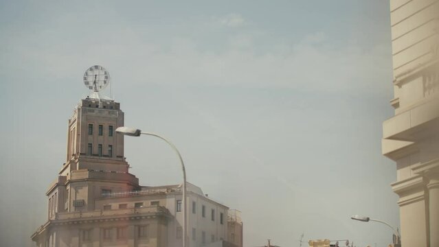BBVA clock at Placa de Catalunya, Catalonia Square, Barcelona, Spain