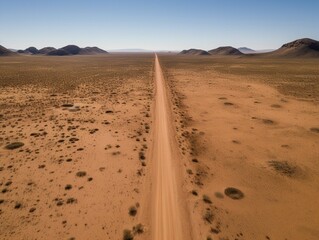 AI generated illustration of a road in a desert under the sunlight