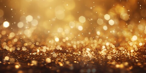 golden christmas particles and sprinkles for a holiday celebration like christmas or new year. shiny golden lights. wallpaper background for ads or gifts wrap and web design. 