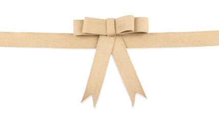 One beautiful burlap bow isolated on white, top view
