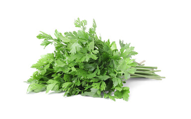 Heap of chopped parsley leaves isolated on white