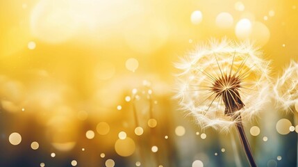 AI generated illustration of a dandelion with drops of water glistening on the petals