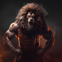 Lion with Big Muscle And Fire Spirit