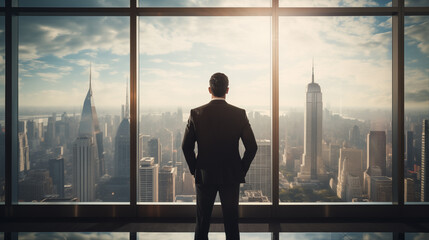Fototapeta premium Businessman standing in office room, business cooperation concepts