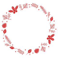 Obraz premium 雪の質感 冬の植物フレーム クリスマスフレーム