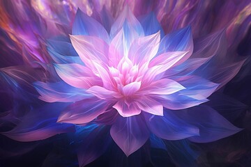 AI generated illustration of a vibrant and colorful flower featuring tones of purple and blue