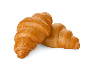 Delicious croissants isolated on white. Freshly baked pastries