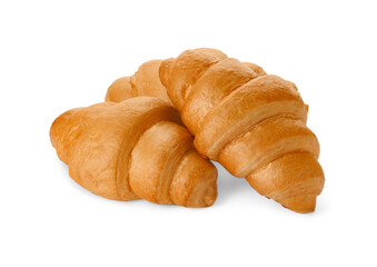 Delicious croissants isolated on white. Freshly baked pastries