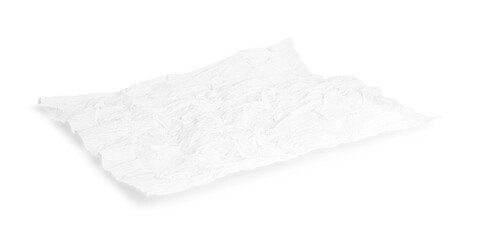 Sheet of crumpled parchment paper isolated on white