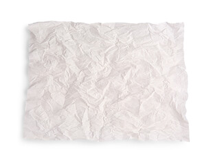 Sheet of crumpled parchment paper isolated on white, top view