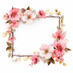 Fototapeta na wymiar AI generated illustration of a square frame made up of lush green foliage and vibrant flowers