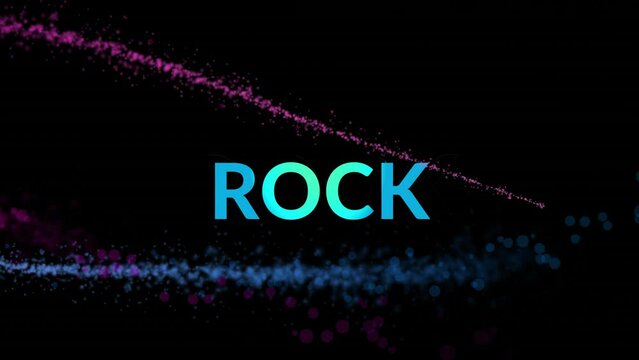 Animation of blue rock text and light trail on black background