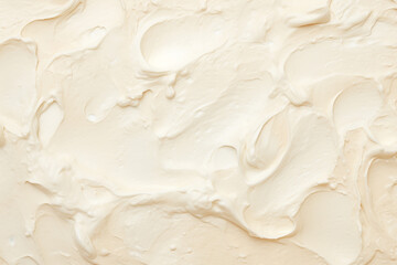 Close up detail of milk vanilla white creamy ice cream surface and texture is swirled and mixed, abstract background and wallpaper. Generative AI. - obrazy, fototapety, plakaty