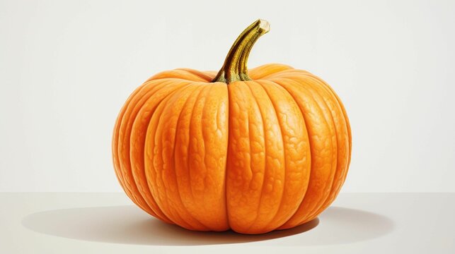 AI generated illustration of a vibrant orange pumpkin against a clean white background