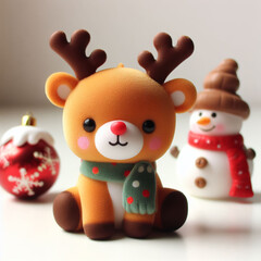 An image of a Christmas reindeer as a toy.  The illustration is perfect for Christmas cards, banners, or stickers that celebrate the joy and spirit of the season.