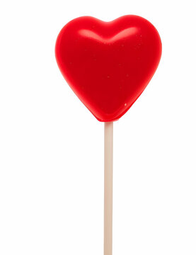 heart shaped lollipop isolated on white