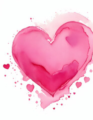 Watercolor pink heart shape, Valentine's Day