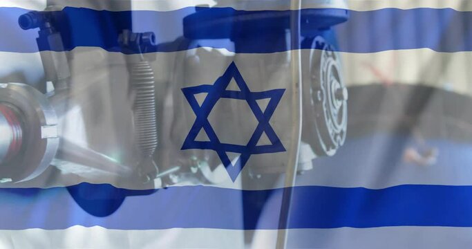 Animation of oil pump over flag of israel