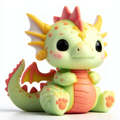 Fototapeta premium This illustration shows a charming and playful dragon. The illustration is ideal for children’s books, games, or posters that feature magical creatures and stories.
