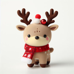 An image of a Christmas reindeer as a toy.  The illustration is perfect for Christmas cards, banners, or stickers that celebrate the joy and spirit of the season.