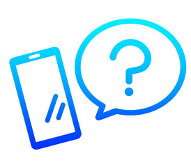 青いグラデーションのスマホとはてなマーク