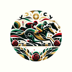 Horse Racing Event Logo Illustration - obrazy, fototapety, plakaty