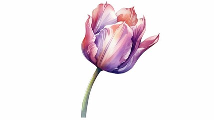 AI generated illustration of a beautiful pink tulip on a white background