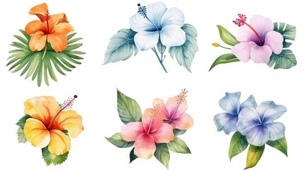 AI generated illustration of a vibrant display of six distinct species of flowers