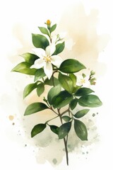 AI generated mall white flower with lush green leaves