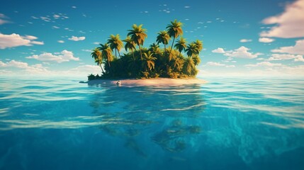 Fototapeta na wymiar AI generated illustration of a tropical island surrounded by the sea