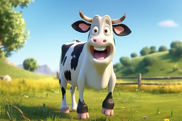 3d rendered illustration of a toon cow