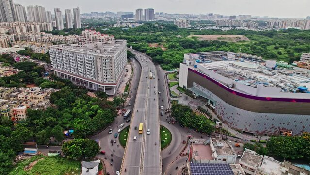 nexus mall circle kphb, hyderabad, telangana aerial view  drone shot