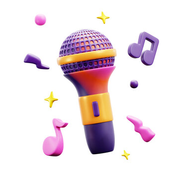 Microphone singing equipment for audio music entertainment or party master ceremony 3d icon illustration design