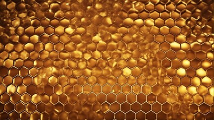 AI generated illustration of a golden honeycomb