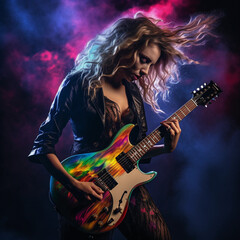 female rock star with guitar