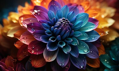 AI generated illustration of a vibrant, eye-catching flower, with its petals fully extended - obrazy, fototapety, plakaty
