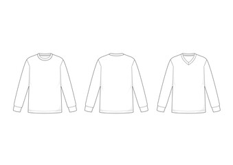 長袖Tシャツのハンガーイラスト/メンズゆったりめ/クルーネック/Vネック