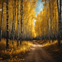 Fototapeta premium AI generated illustration of a winding dirt road path surrounded by a lush forest of trees