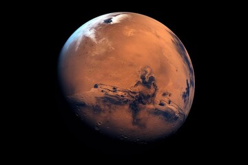 AI generated illustration of Mars on a dark background