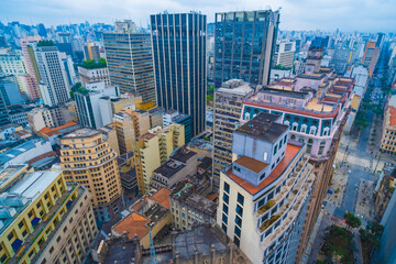 Aerial view of buildings in the city center of Sao Paulo - Brazil
