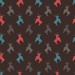 Festive Reindeer Parade Silhouette Vector Pattern