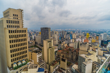 Fototapeta premium Aerial view of buildings in the city center of Sao Paulo - Brazil.