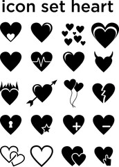 icons set hearts, element love romatic, for poster, advertising, pattern and decorations, vector flat eps 10