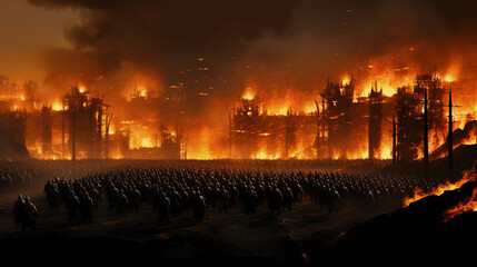 An Army burning a city