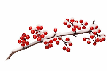 snowy branch with red berries