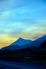 Fototapeta premium Panoramic view of the volcano called Fuego in Guatemala