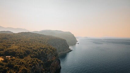 Beautiful view of coastal rugged cliffs on the Adriatic Sea - obrazy, fototapety, plakaty