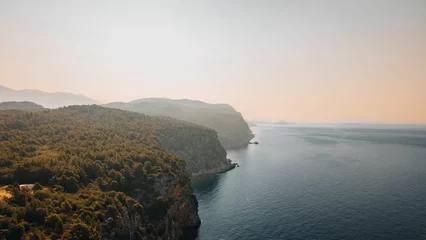 Fotobehang Beautiful view of coastal rugged cliffs on the Adriatic Sea © Wirestock