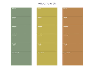 Weekly Planner. (Forest) Minimalist planner template set. Vector illustration.